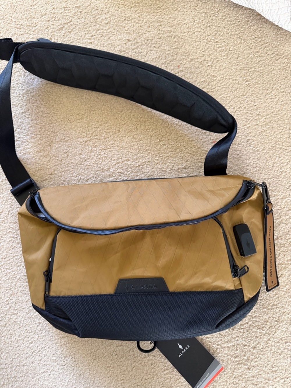 Alpaka Men's Tan and Black Sling Bag - Everyday Crossbody